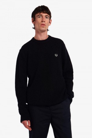 Black Fred Perry Alpaca Blend Jumper Men's Knitwear | SG1772SGLO