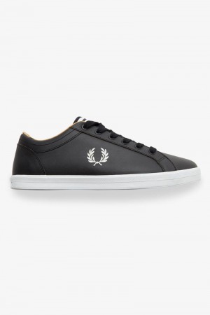 Black Fred Perry Baseline Men's Shoes | SG1936OKIR