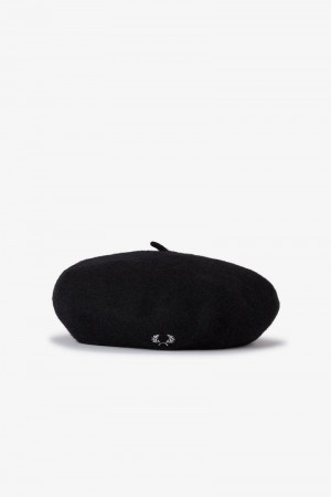 Black Fred Perry Beret Women's Hats | SG1212MQZA