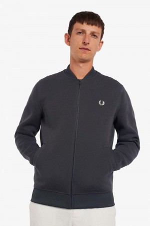 Black Fred Perry Bomber Neck Men's Sweatshirts | SG1488PJJQ