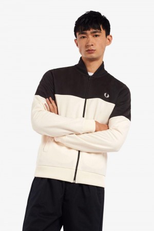 Black Fred Perry Colour Block Track Men's Jackets | SG1861SGLO