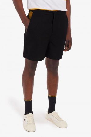 Black Fred Perry Contrast Panel Swim Men's Shorts | SG1494RVDW