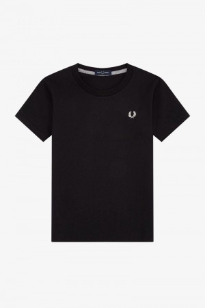 Black Fred Perry Crew Neck Kids' T Shirts | SG2033WNBY