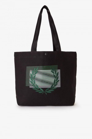 Black Fred Perry Glitch Graphic Tote Men's Bags | SG2007WNBY