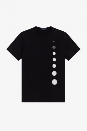 Black Fred Perry Gradient Dot Men's T Shirts | SG1368MQZA