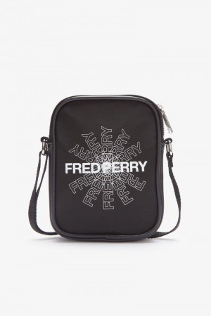 Black Fred Perry Graphic Print Mini Side Men's Bags | SG2005MQZA