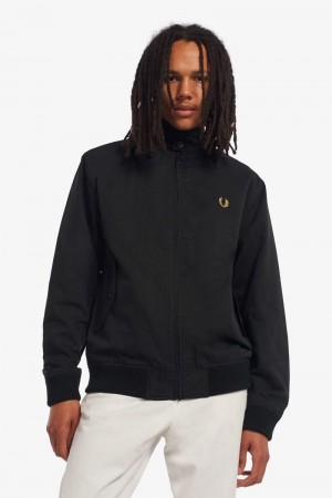 Black Fred Perry Harrington Men's Jackets | SG1857ILHS