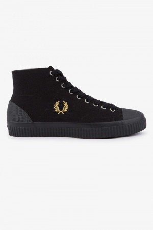 Black Fred Perry Hughes Mid Men's Shoes | SG1912AHKP