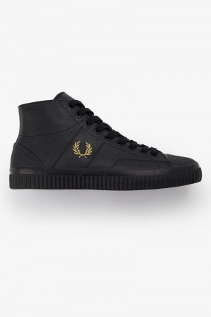 Black Fred Perry Hughes Mid Men's Shoes | SG1913SGLO