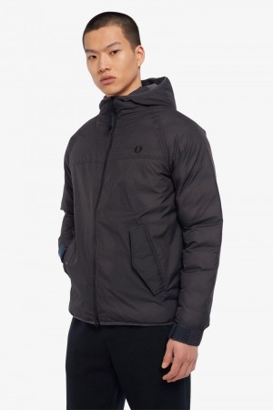 Black Fred Perry Insulated Hooded Men's Jackets | SG1854TCEV