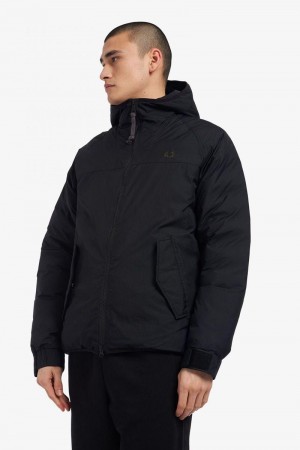 Black Fred Perry Insulated Hooded Men's Jackets | SG1855YXFU