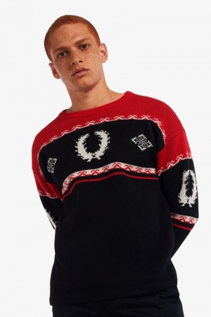 Black Fred Perry K2800 Men's Knitwear | SG1748PJJQ