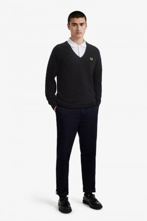 Black Fred Perry K7315 Men's Knitwear | SG1734BEXC