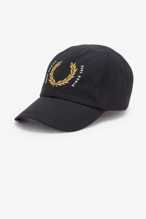 Black Fred Perry Laurel Wreath Ripstop Men's Hats | SG1972LISH