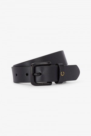 Black Fred Perry Leather Men's Belts | SG1984TCEV