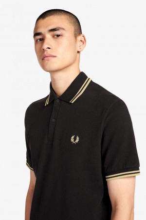 Black Fred Perry M12 Men's Polo Shirts | SG1681NWYB