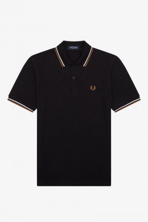 Black Fred Perry M12 Men's Polo Shirts | SG1682BEXC