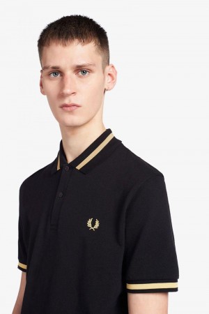 Black Fred Perry M2 Men's Polo Shirts | SG1661LISH