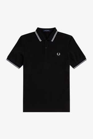 Black Fred Perry M3600 Men's Polo Shirts | SG1643AHKP