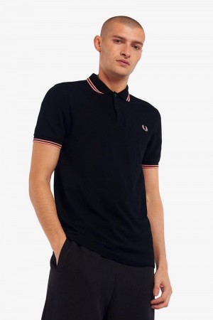 Black Fred Perry M3600 Men's Polo Shirts | SG1644PJJQ