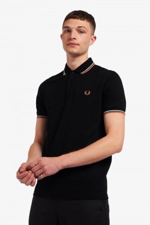 Black Fred Perry M3600 Men's Polo Shirts | SG1645OKIR