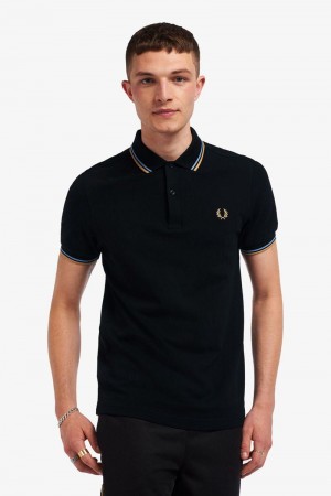 Black Fred Perry M3600 Men's Polo Shirts | SG1647UZGT