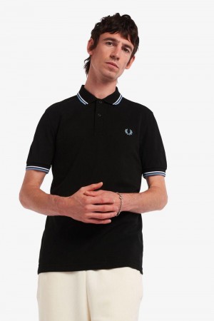 Black Fred Perry M3600 Men's Polo Shirts | SG1649TCEV