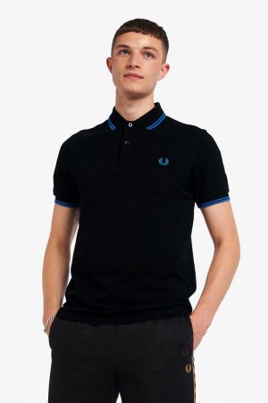 Black Fred Perry M3600 Men's Polo Shirts | SG1650RVDW