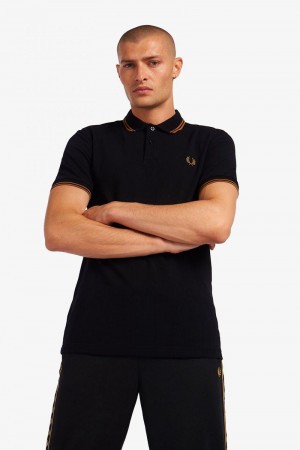 Black Fred Perry M3600 Men's Polo Shirts | SG1651EBCX