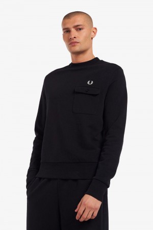 Black Fred Perry M3836 Men's Sweatshirts | SG1455JPQJ