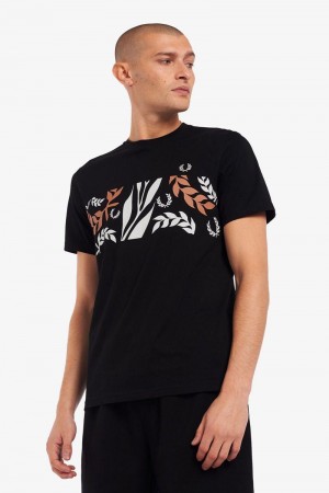 Black Fred Perry M3838 Men's T Shirts | SG1334ILHS