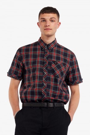 Black Fred Perry M3849 Men's Shirts | SG1543UZGT