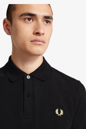 Black Fred Perry M3 Men's Polo Shirts | SG1657VRWD