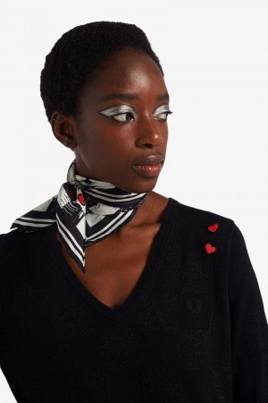 Black Fred Perry NW2503 Women's Scarves | SG1209EBCX