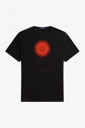 Black Fred Perry Ombre Graphic Men's T Shirts | SG1320CTVE