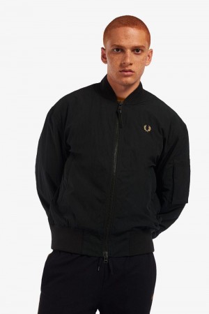 Black Fred Perry Padded Bomber Men's Jackets | SG1831ILHS