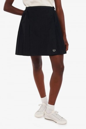 Black Fred Perry Pleated Tennis Women's Skirts | SG1056MQZA