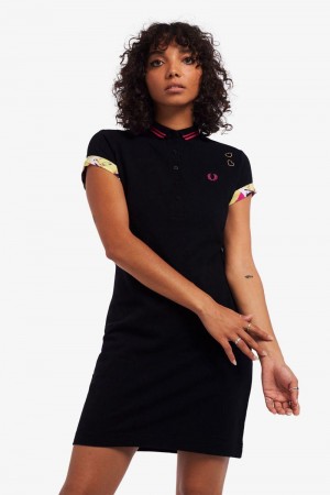 Black Fred Perry SD3002 Women's Dress | SG1172FDNM