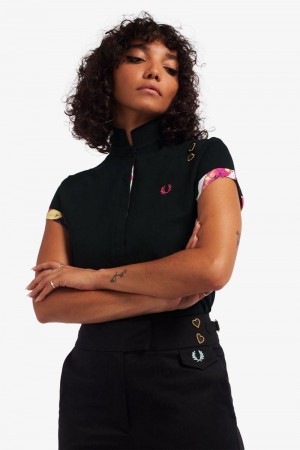 Black Fred Perry SG3000 Women's Polo Shirts | SG1078RVDW