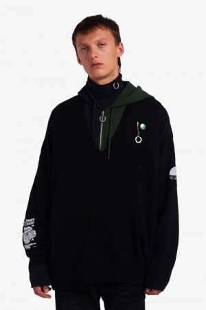 Black Fred Perry SK1960 Men's Knitwear | SG1728RVDW