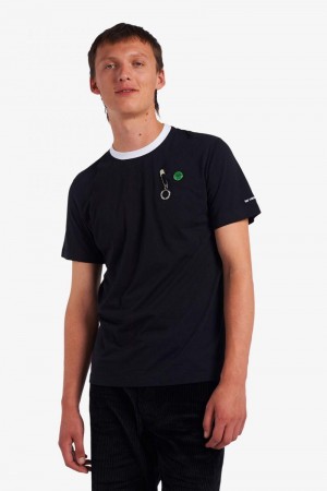 Black Fred Perry SM1949 Men's T Shirts | SG1292BEXC