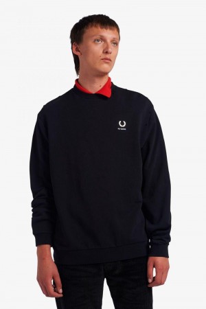 Black Fred Perry SM1952 Men's Sweatshirts | SG1446MQZA