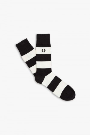 Black Fred Perry Striped Men's Socks | SG1879RVDW