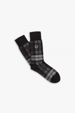 Black Fred Perry Tartan Men's Socks | SG1877WNBY