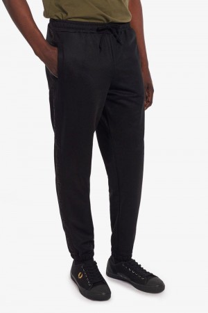 Black Fred Perry Tonal Tape Track Men's Pants | SG1683VRWD