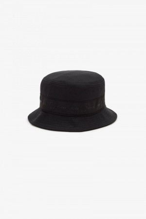 Black Fred Perry Tonal Tape Tricot Bucket Men's Hats | SG1965SGLO