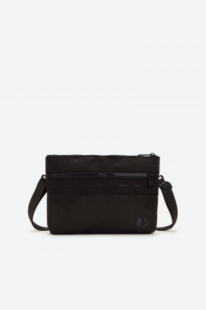 Black Fred Perry Tonal Tape Tricot Side Men's Bags | SG1991SGLO