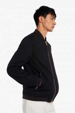 Black Fred Perry Twill Bomber Men's Jackets | SG1780RVDW