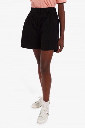 Black Fred Perry Twill Women's Shorts | SG1061XYUF