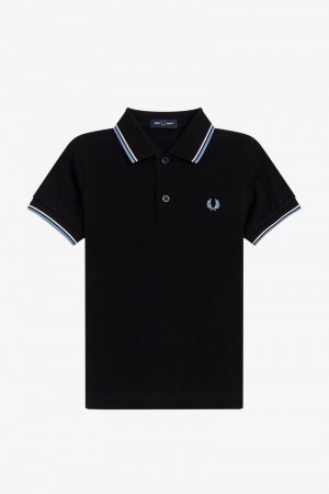 Black Fred Perry Twin Tipped Kids' Shirts | SG2043SGLO